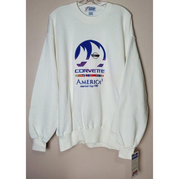 Vintage Jerzees‎ Cotton Sweats NWT Large Corvette America's Cup 1992 Embroidered - Picture 2 of 13